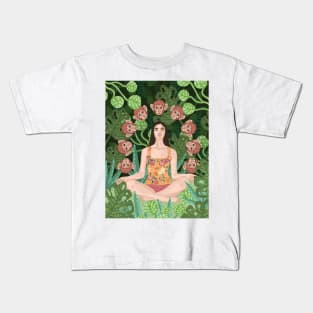Monkey Mind Meditation Art Print Kids T-Shirt